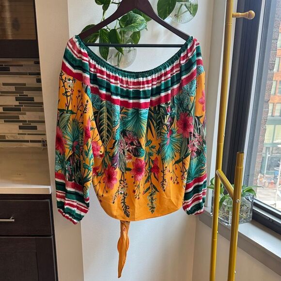 Umgee Vibrant Floral Off-Shoulder Blouse - Picture 3 of 7